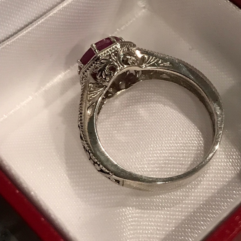 Red Cranberry Ruby 925 Sterling Silver Ring - image 1